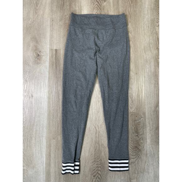 Adidas 3-Stripes Leggings Gray Cotton‎ Blend Mid Rise Women's Medium Activewear - Picture 1 of 8